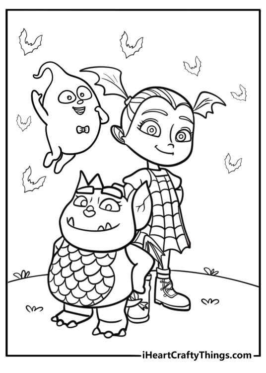 Vampirina with friendly ghosts and bats coloring page