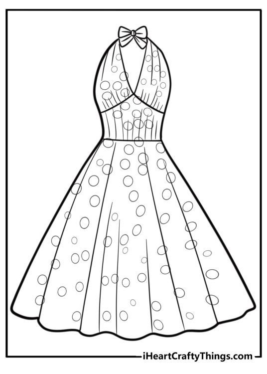 Victorian dress with lace and ruffles fun coloring sheet