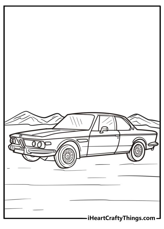 Vintage BMW model with classic details coloring page