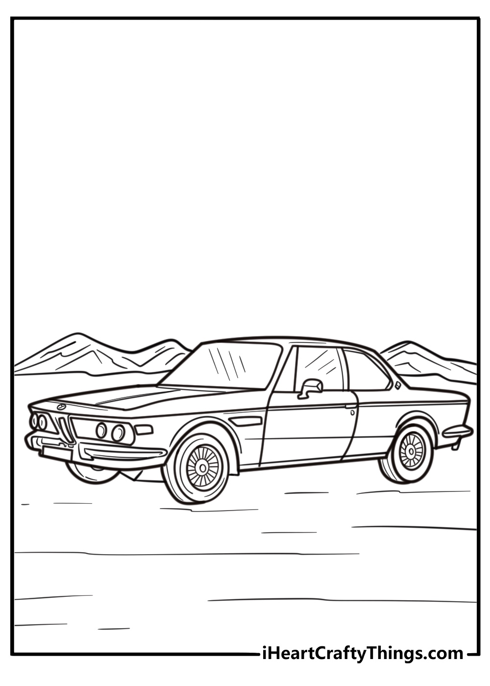 Vintage BMW model with classic details coloring page