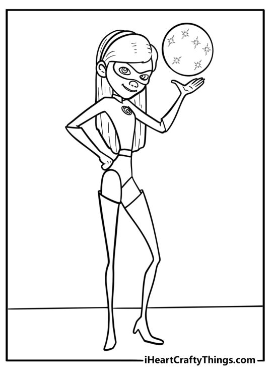 Violet parr using her force field free coloring page pdf