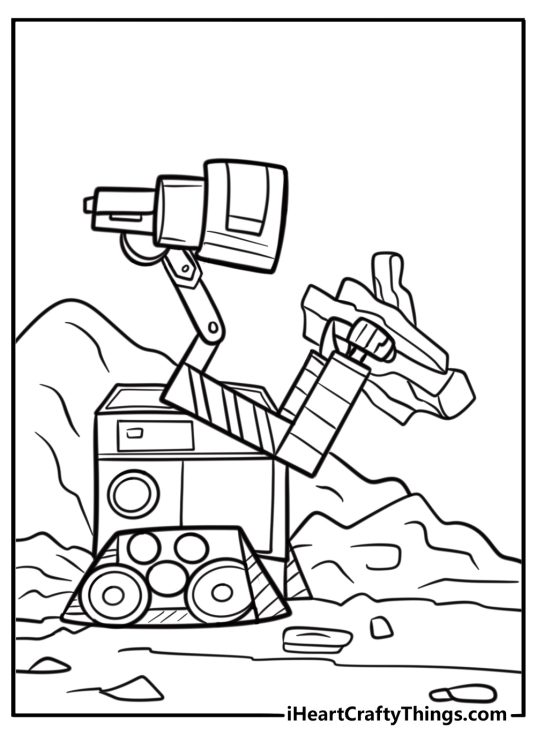 Wall e collecting trash on earth coloring page