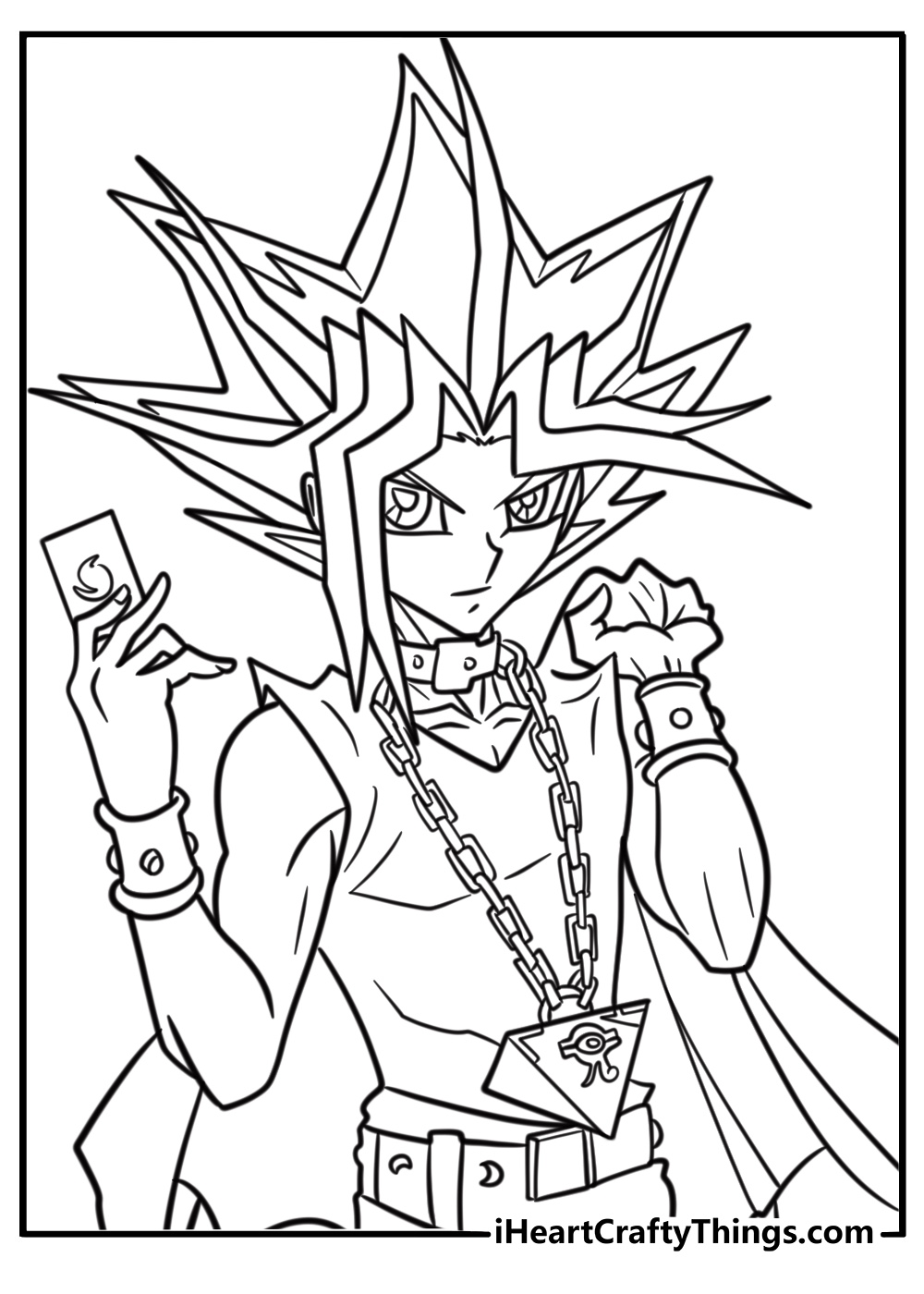 Yami yugi with the millennium puzzle detailed coloring sheet