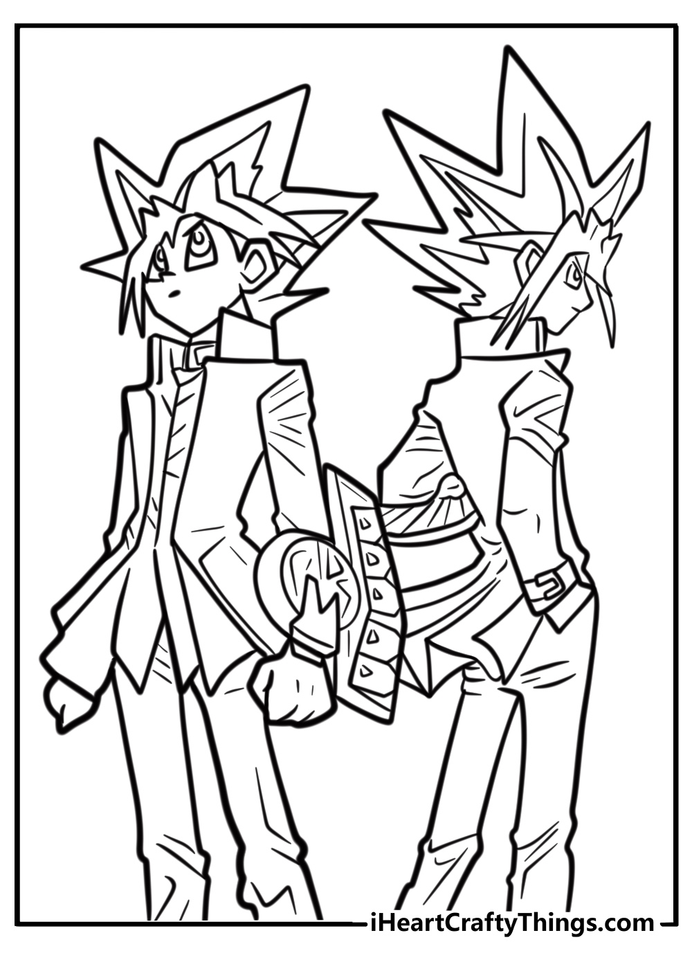 Yugi and yami yugi back to back free printable coloring page