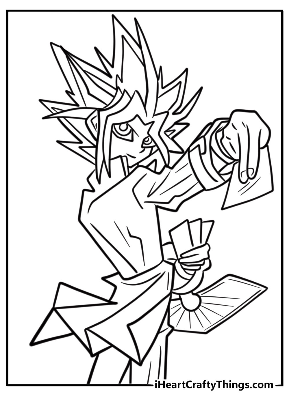 Yugi playing a card during a duel fun yu gi oh coloring sheet