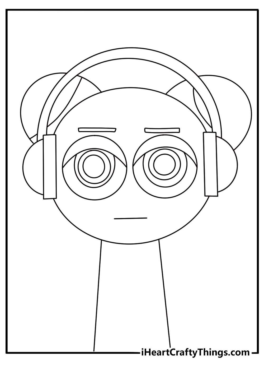 A simple Sprunki coloring sheet shows Gray with headphones
