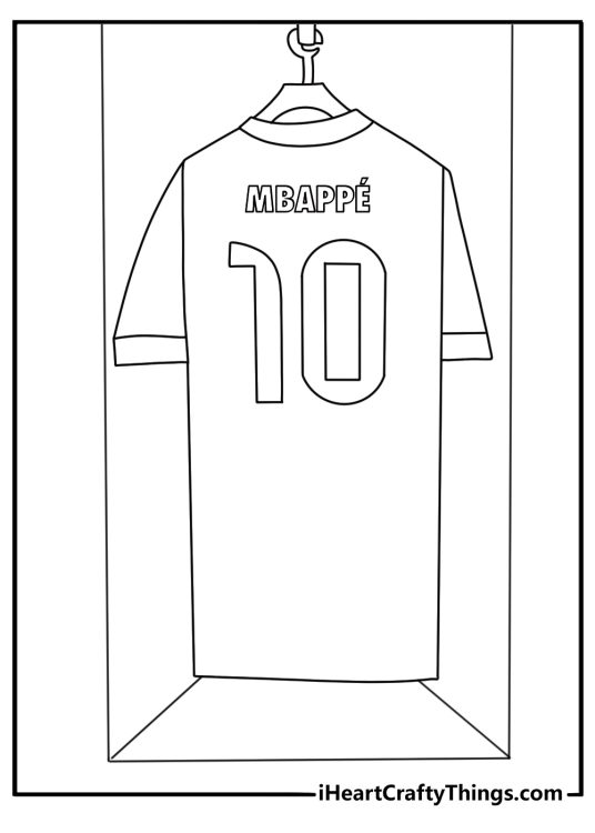 A simple soccer coloring sheet shows number ten on a locker jersey