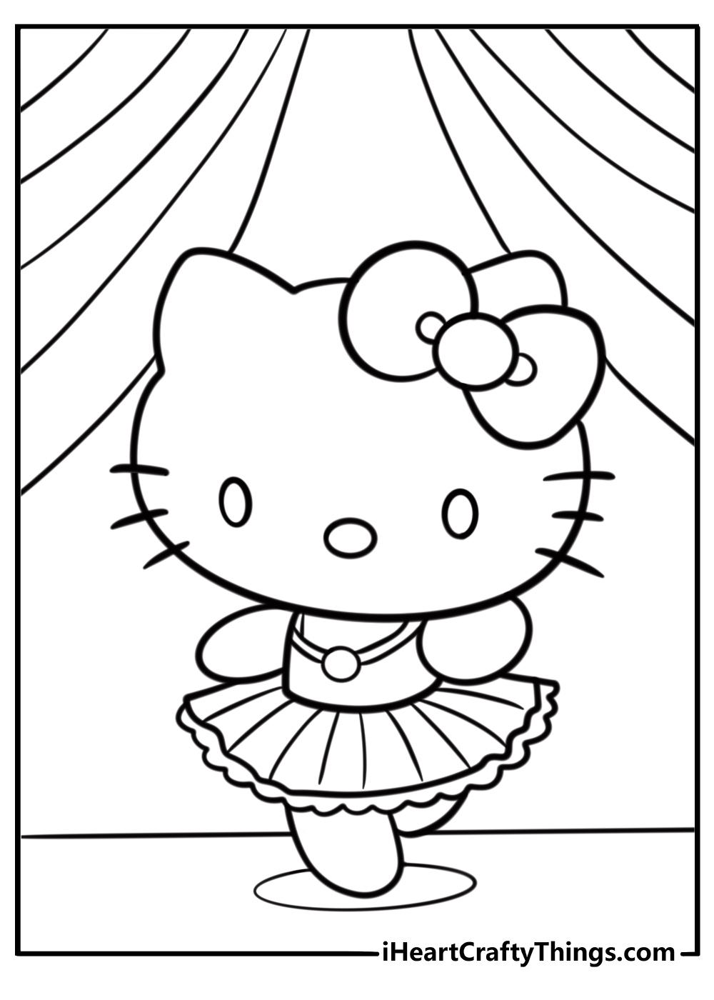 Angel Hello Kitty in a tutu printable coloring page