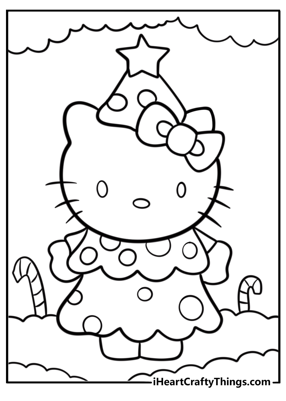Christmas Themed Hello Kitty Coloring Sheet
