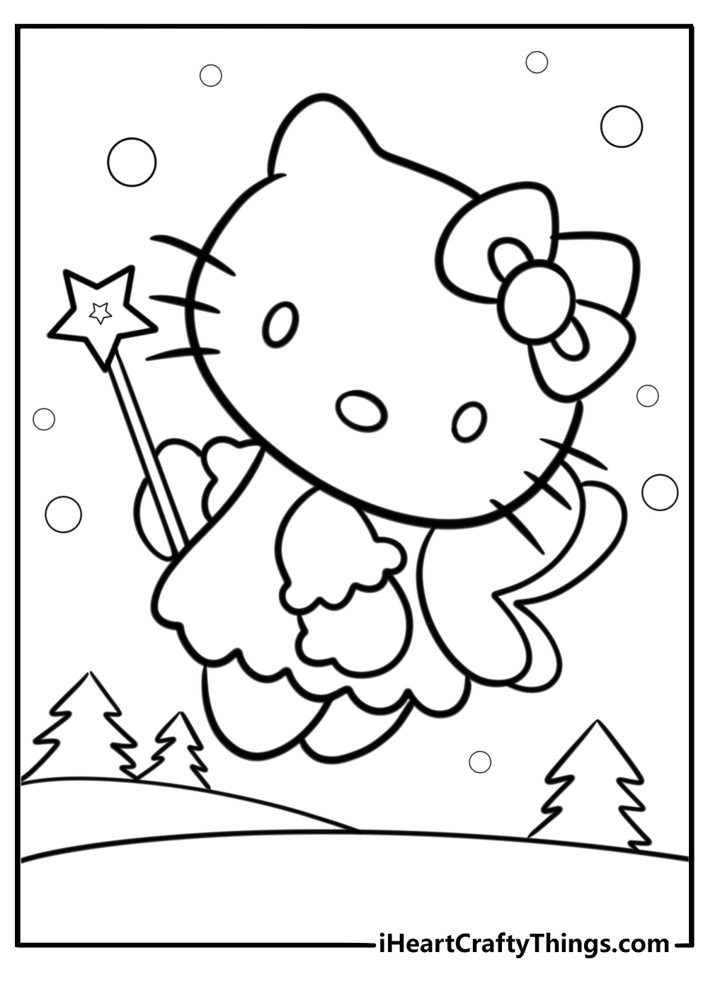 Coloring Sheet Of Winter Hello Kitty Fairy