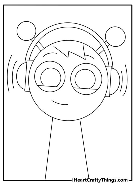 Detailed Sprunki printable for adults with sound wave patterns and character icons