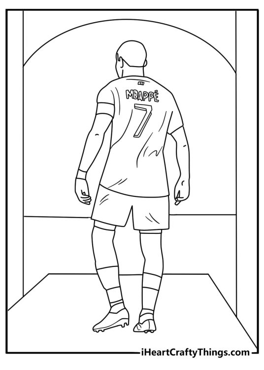 Free Mbappe printable featuring a stadium tunnel before a match