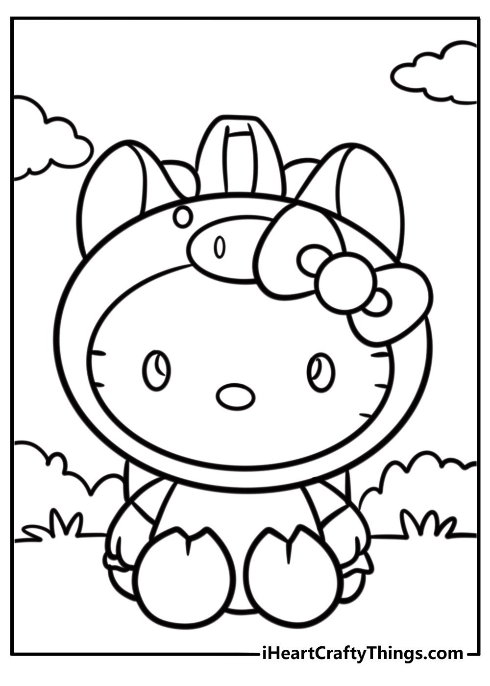 Hello Kitty pig costume coloring pages free printable for kids