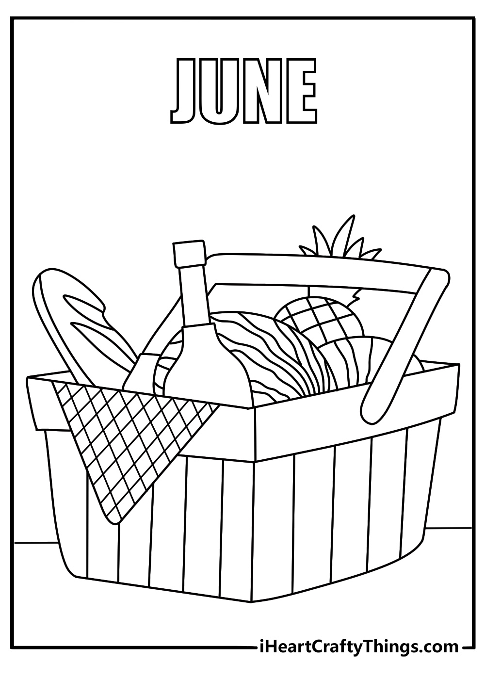 June picnic basket coloring page for kids