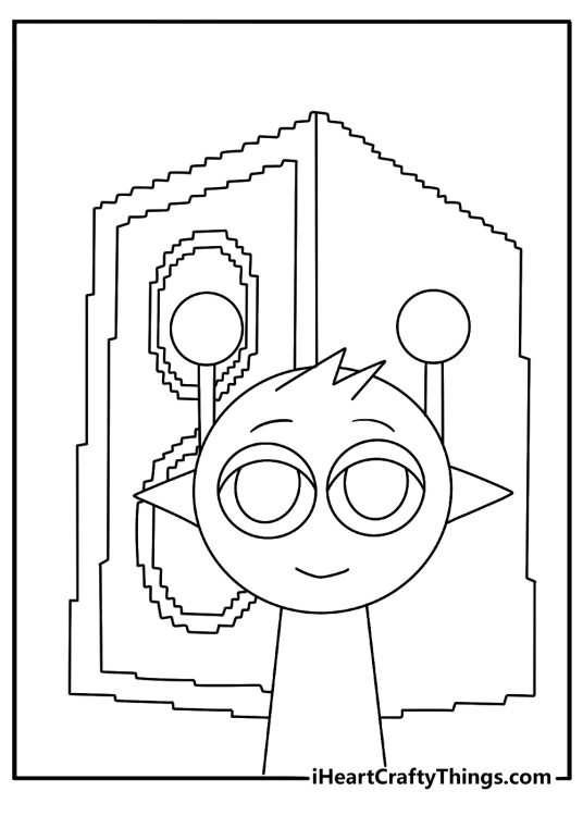 Kids can color Simon standing near a pixel sound board