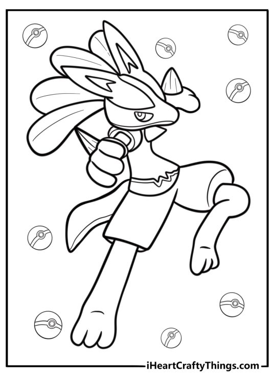 Lucario preparing to punch free coloring page pdf