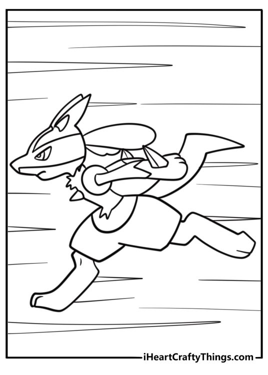 Lucario running at full speed free coloring page pdf