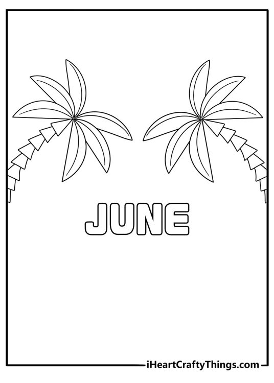 Palm trees swaying in June coloring page