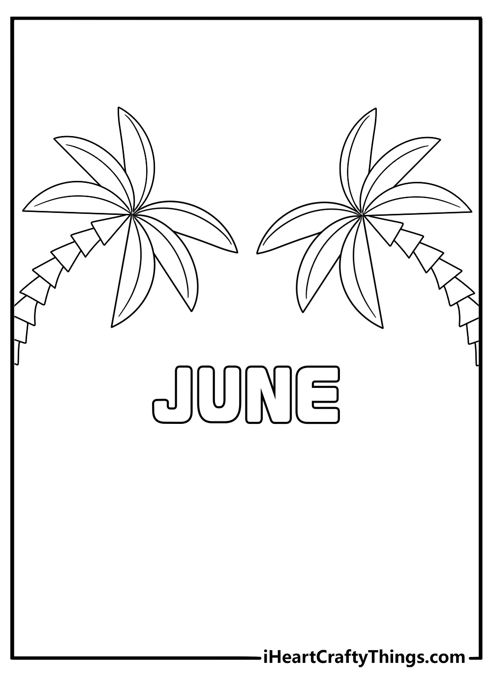 Palm trees swaying in June coloring page