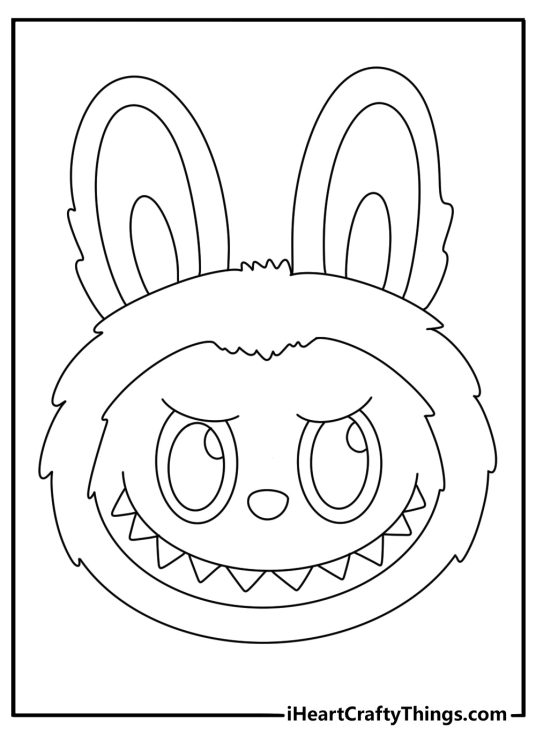 Simple Labubu face close up coloring sheet for beginners