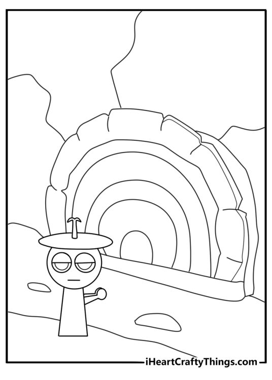 Sprunki activating a portal doorway with hand gesture coloring sheet
