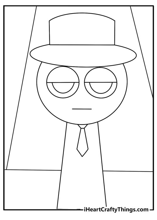 Sprunki coloring page for kids showing Black beside a dark music stage