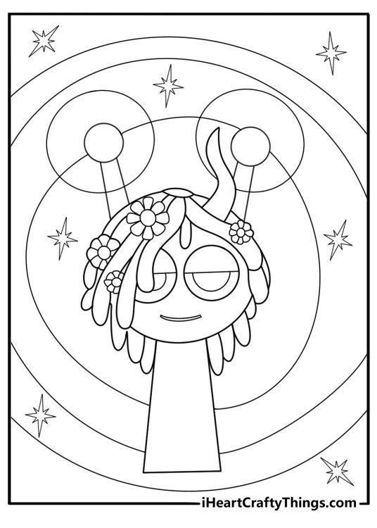 Sprunki opening a hidden chamber with light keys coloring sheet