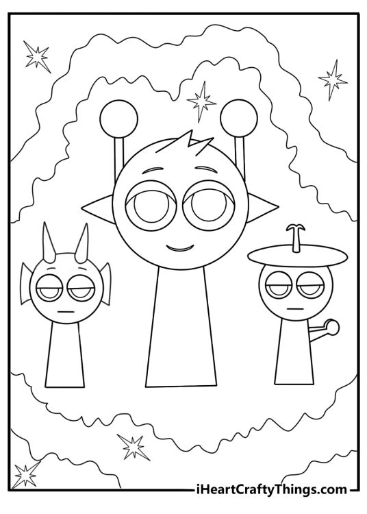 Sprunki projecting a shield barrier in front of them coloring page