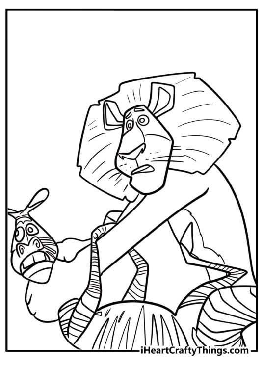 Alex and Marty arguing coloring sheet