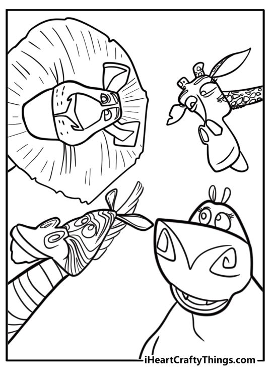Alex Marty Gloria and Melman together coloring page