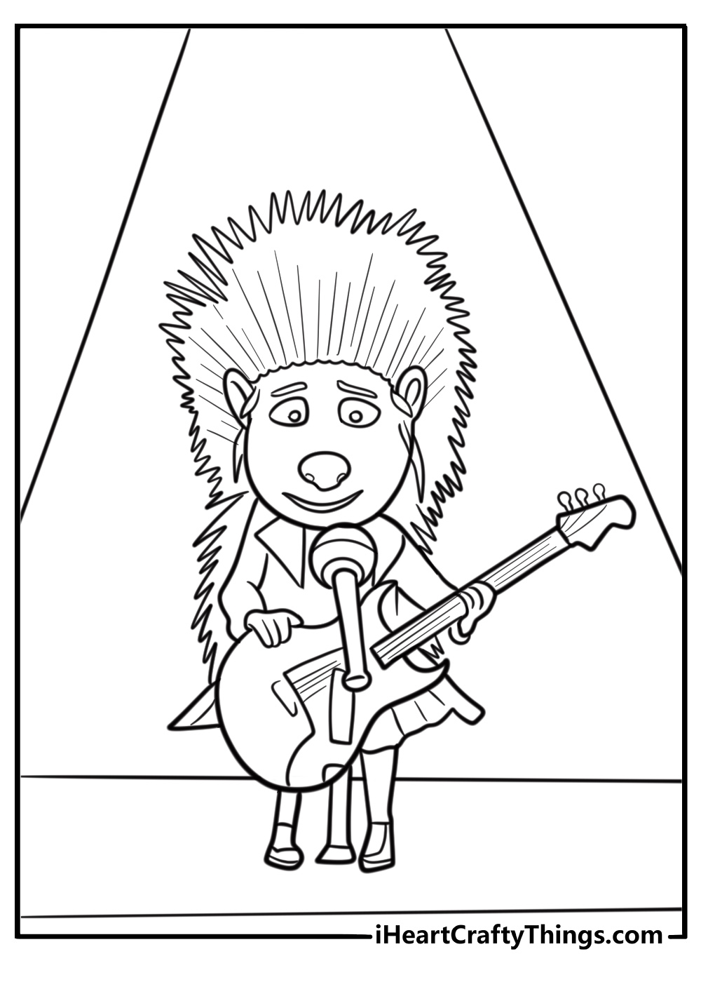 Ash performing under stage lights coloring page