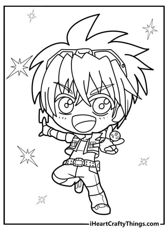 Bakugan brawler holding a Bakugan ball coloring page