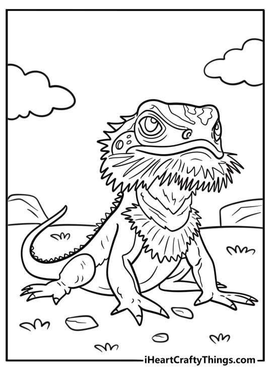 Bearded dragon with spiky scales coloring page