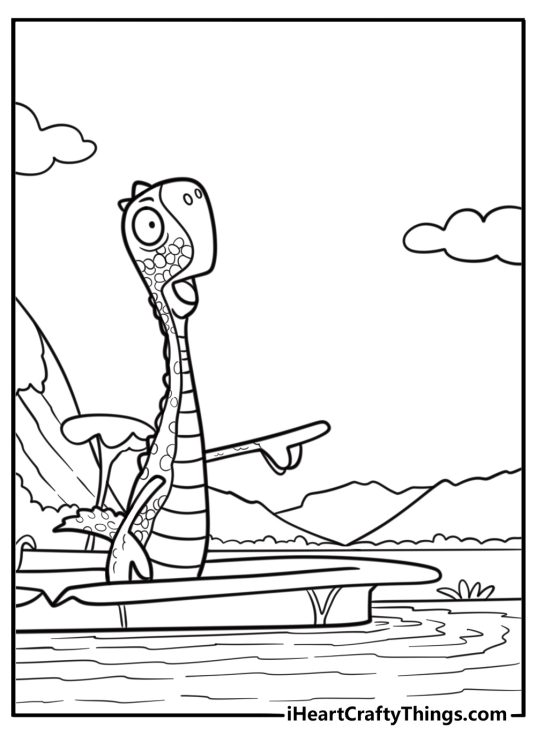 Bill looking scared near a river coloring page