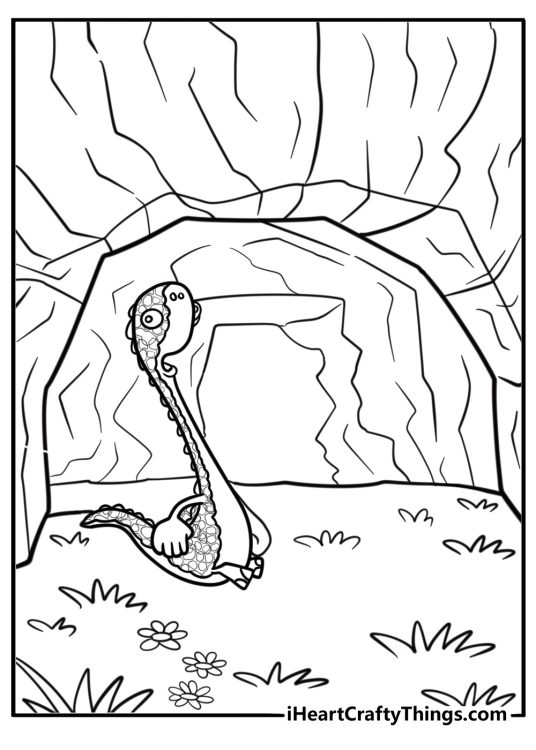 Bill sitting in a cave coloring page