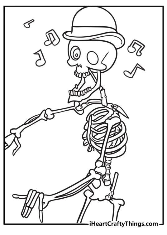 Bonejangles the singing skeleton fun coloring sheet