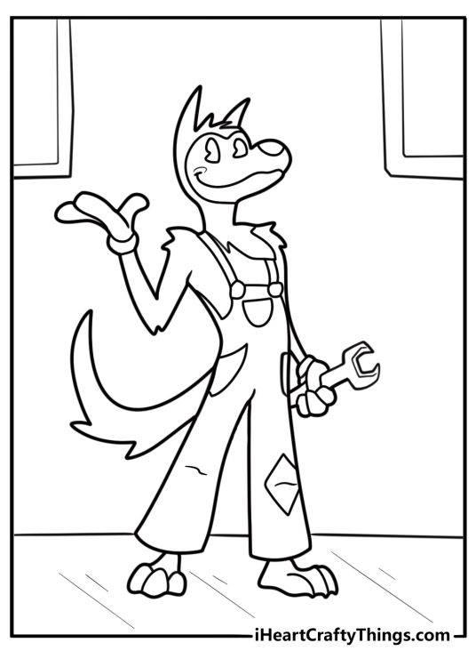 Boris holding a wrench coloring page