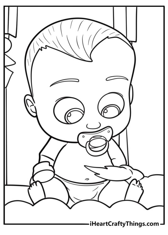 Boss Baby at Baby Corp headquarters coloring sheet