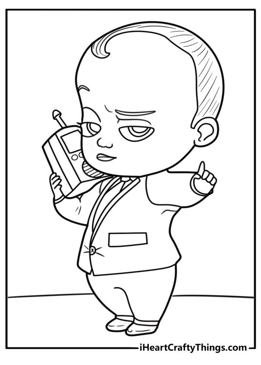 Boss Baby in a baby suit disguise coloring page