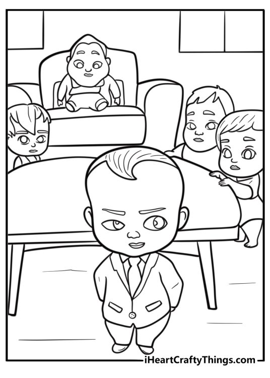 Boss Baby meeting with other babies coloring sheet