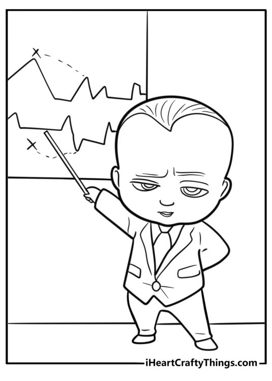 Boss Baby pointing at a chart coloring page