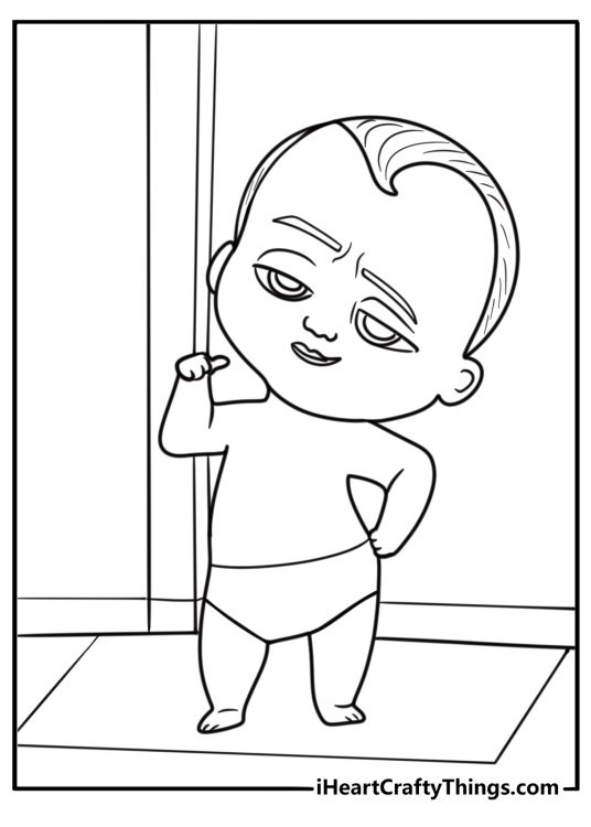 Boss Baby sneaking around the house coloring page