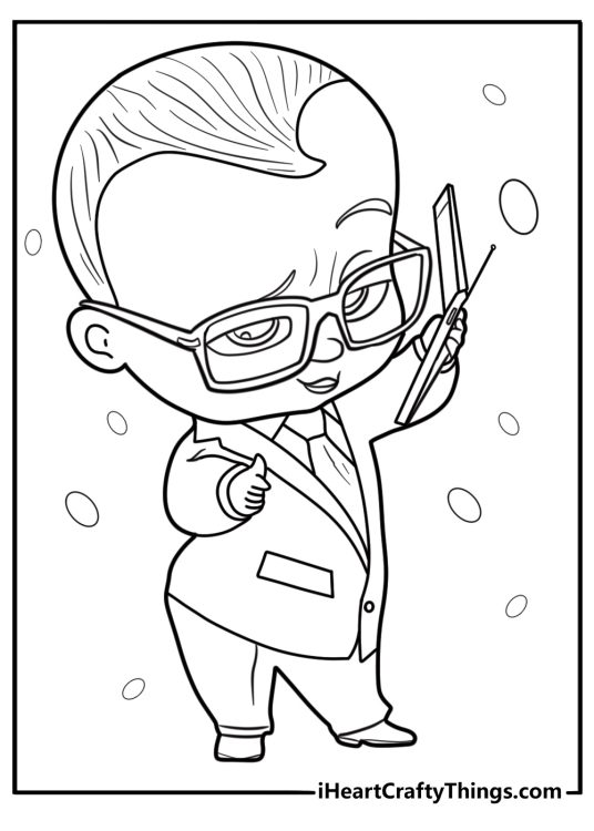 Boss Baby talking on the phone coloring sheet