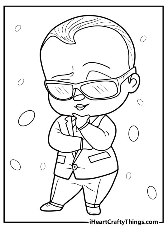 Boss Baby wearing sunglasses coloring page