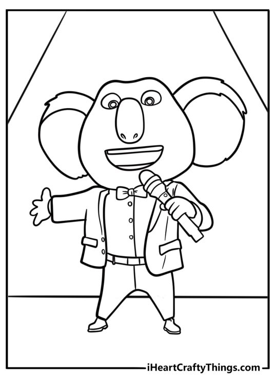 Buster Moon speaking to performers coloring page