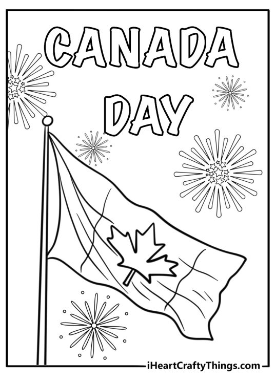 Canada Day fireworks in the sky coloring sheet