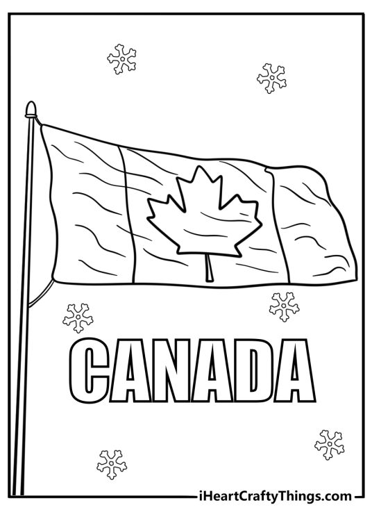 Canadian flag with maple leaf coloring sheet