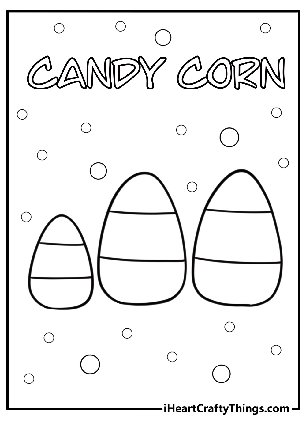Candy corn lined up in a row with different sizes coloring sheet