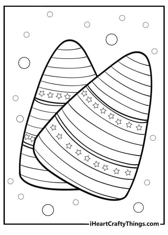 Candy corn pattern with stars and stripes coloring page