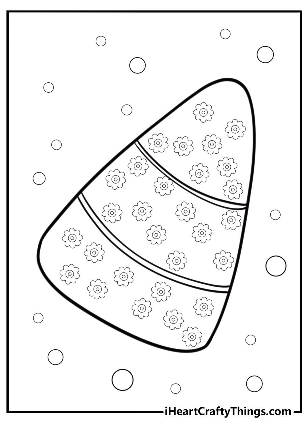 Candy corn with three color layers coloring page for kids